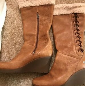 Ugg Australia leather wedge boot.